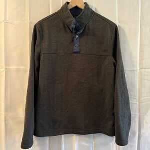 Izod Asphalt Gray 1/4 Snap Button Pullover Fleece Sweater Jacket Mens Size S
